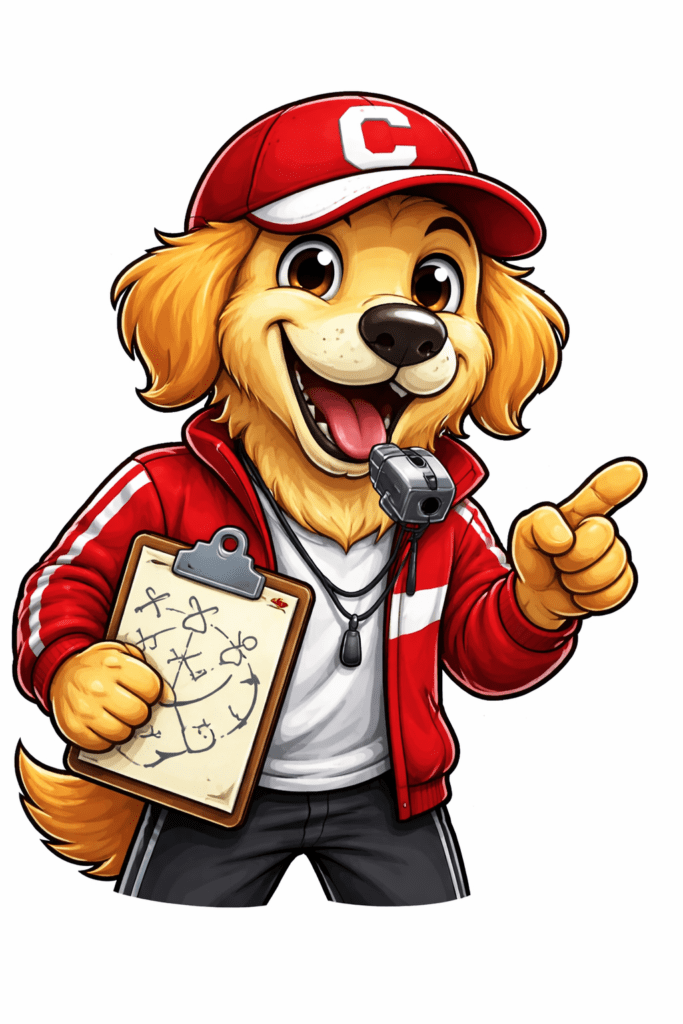 football coach pup in action